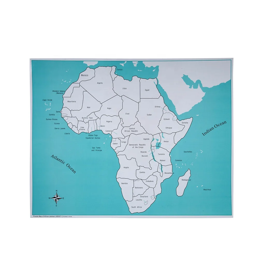 Montessori Rompecabezas De Madera Mapa De África 