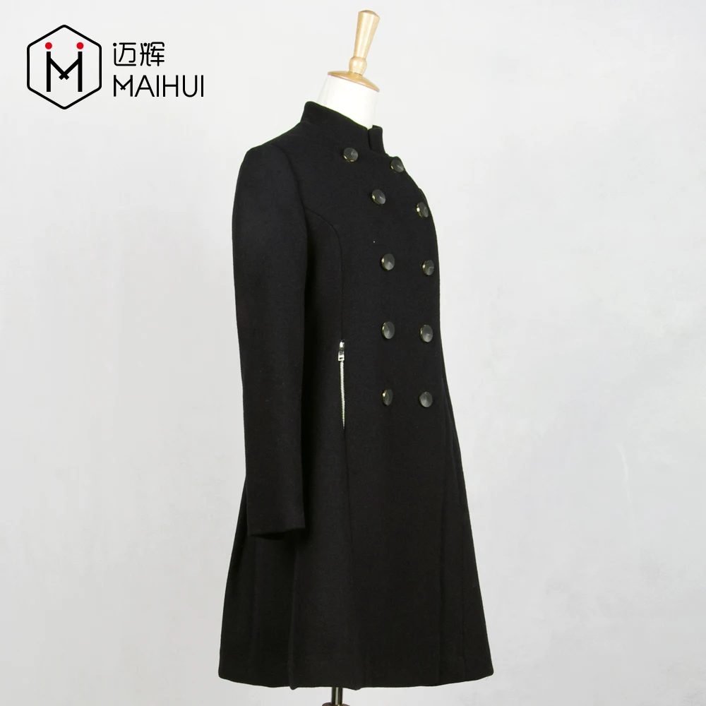 Китайский завод, двубортный тренчкот из смешанной шерсти на молнии с карманами