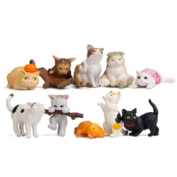 Lovely Cat Resin Crafts Model Animal Toys Potted Plant Furnishing Articles