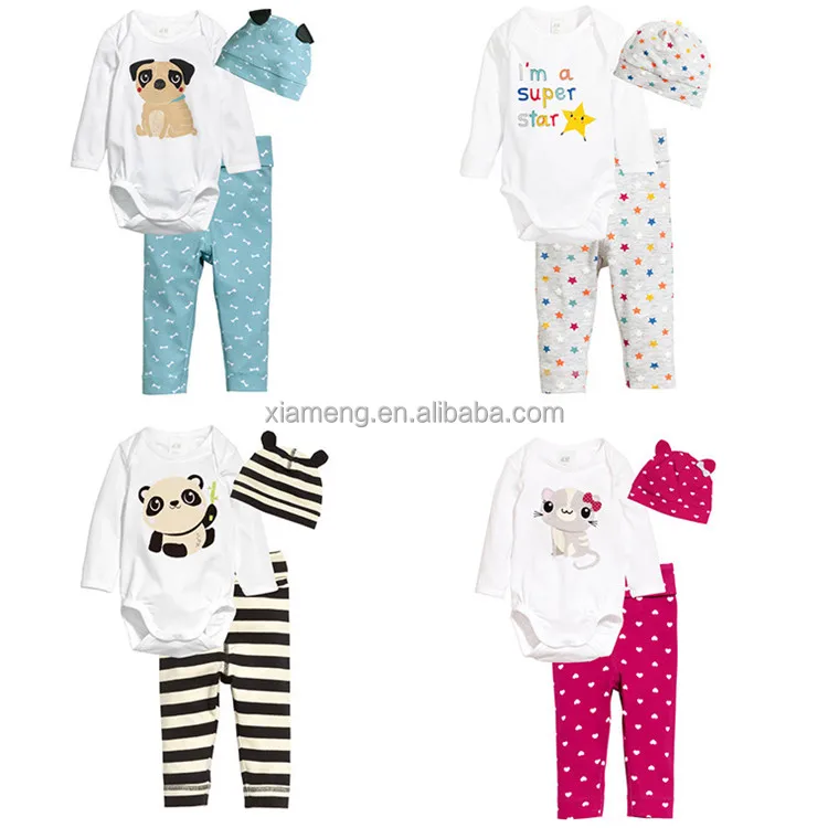 Оптовая комбинезон для ребенка 3 шт. babysuit животных детские ползунки