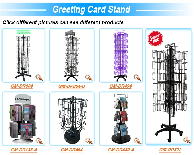 Rotating Postcard Stand with 56 Metal Pockets Greeting Card Display Rack Holder for Gifts and Cards