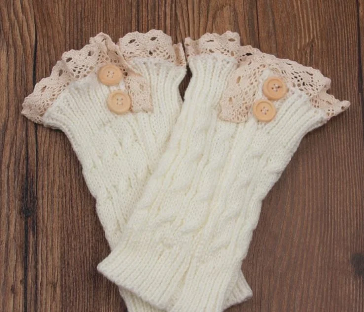 Женские вязаные крючком кружевные Обрезанные топперы манжеты Подкладка гетры носки для сапог