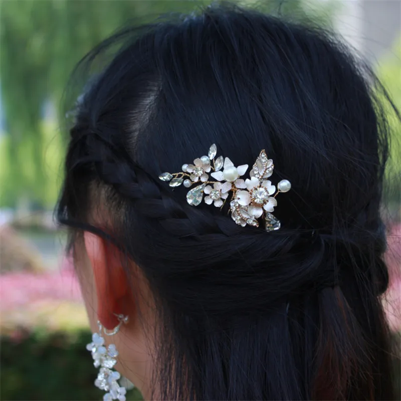 Decorative Metal Wedding Accessory Personalized Rhinestone Flower Crystal Bridal Hair Pin