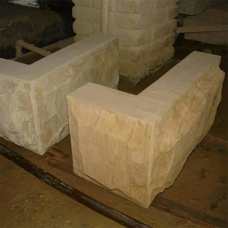 Натуральный желтый гриб камень бежевый песчаник разделенный наружный 3D угловой край стены