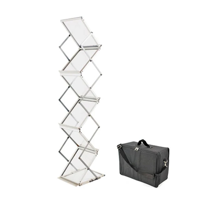 High Quality Aluminum Display Zigzag Brochure Holder Clear Document And