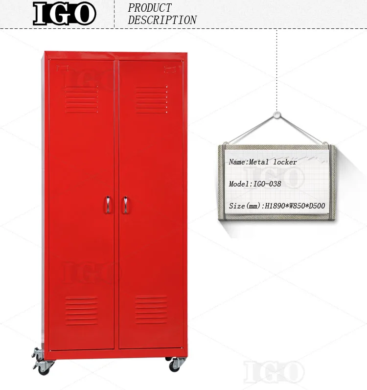 Functional Double Door Red Metal File With Wardrobe Design For