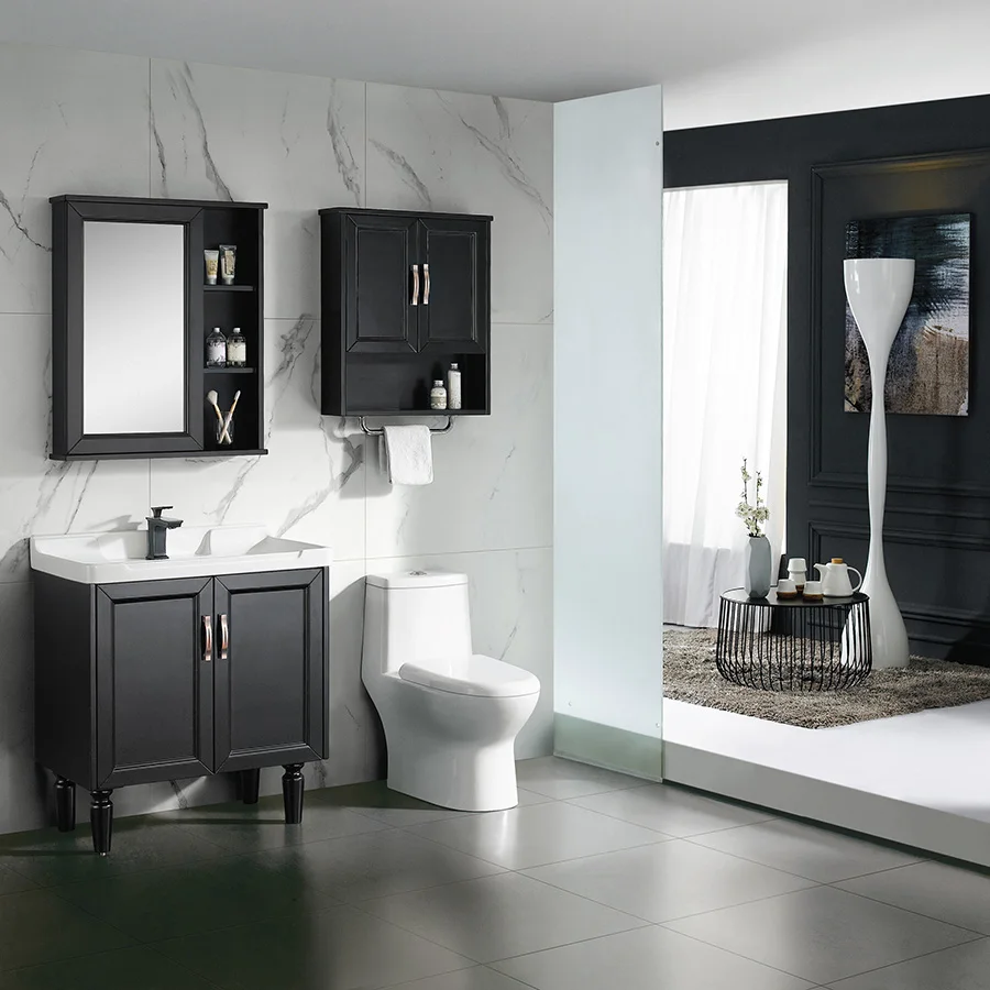 Luxury Black Mirrored Cabinet Free Standing Bathroom Vanity With Side Cabinet Buy Bathroom Vanity