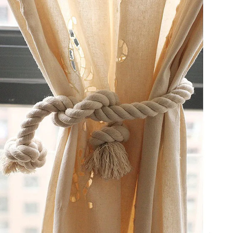1Pair Curtain Tiebacks Drapery Holder Tassel Rope Tie Backs Window Home Decor 