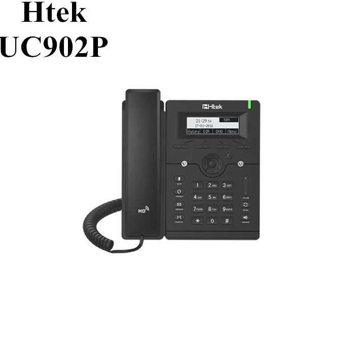 HTEK UC902P Enterprise IP Business Desk Phone with 2 SIP Lines HD Audio and LCD 