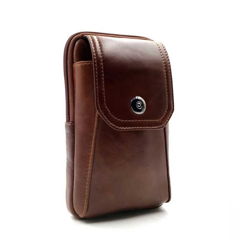 Business Men Vertical Leather Cell Phone Pouch Case Holster Belt Loop  Holder US