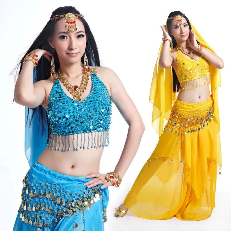 Women Arabian Belly Dance Bra Oriental Bellydance Bollywood Sequined Beading Top 