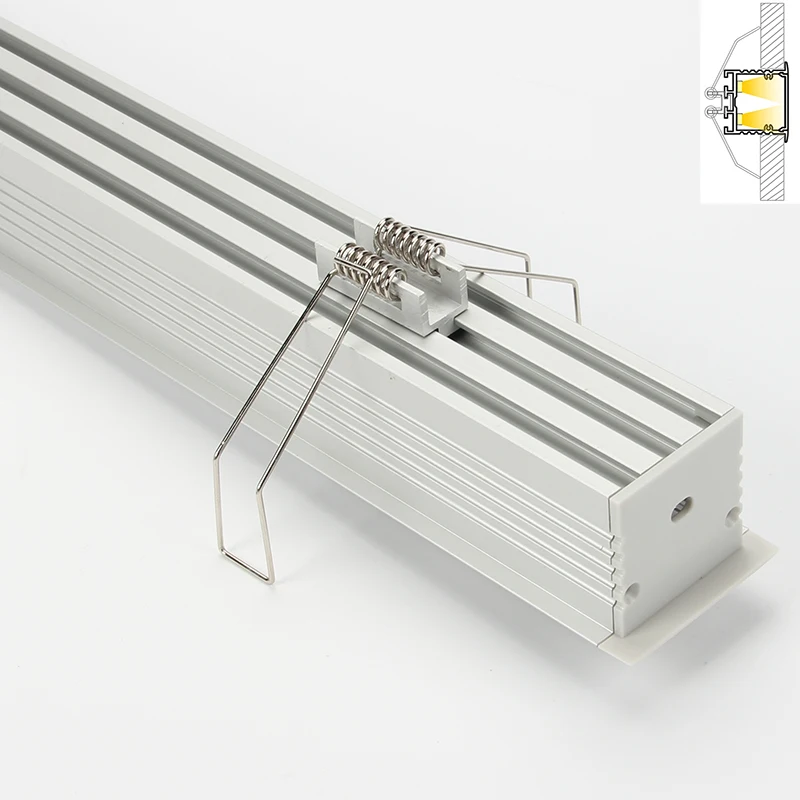 Recessed LED Aluminium Profile for Led Strips Lighting with Spring Clip