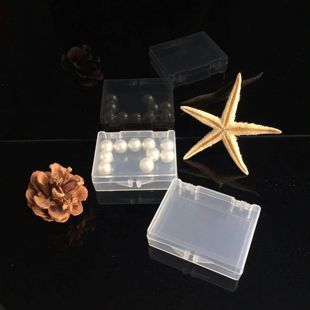 Small Clear PP Plastic Storage Container Lock Mini Square Design Recyclable Customizable Size 50x34x10mm for Jewelry Storage