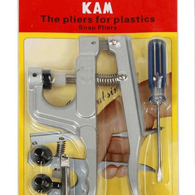 KAM Profesional cierre de presión Alicates y 300pcs 20 Colores T5 Snap Poppers plástico Kit Botones 
