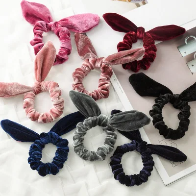 New Girl's Solid Velvet Hair Scrunchies No Crease Women Elastic Hair Ropes  With Bow Holder Hair Accessories - Buy New Girl's Solid Velvet Hair  Scrunchies No Crease Women Elastic Hair Ropes With