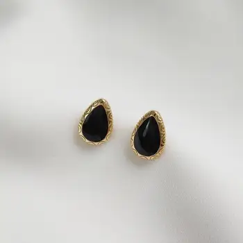 silver 925 black onyx trendy stud earrings 2019