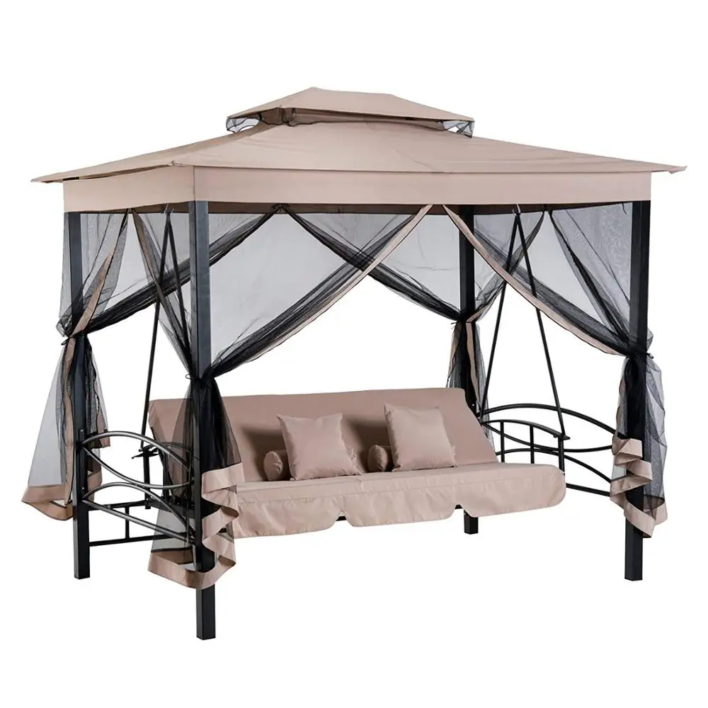 outdoor 3 person patio daybed canopy gazebo swing