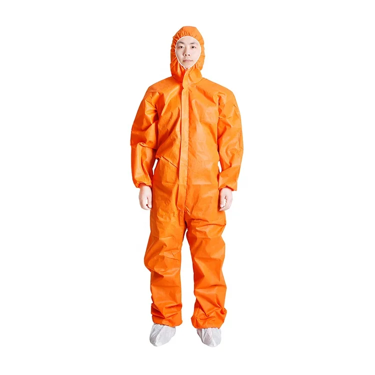 Waterproof anti-dust Orange White Chemical Resistance PVC PPE Disposable Coveralls Overall Suit
