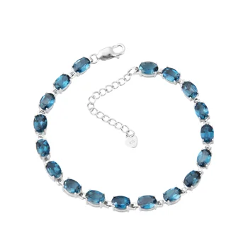Bracciale rigido per gioielli in argento sterling massiccio 925 fatto a mano con topazio blu di Londra, regolabile – acquista a prezzi convenienti sul marketplace