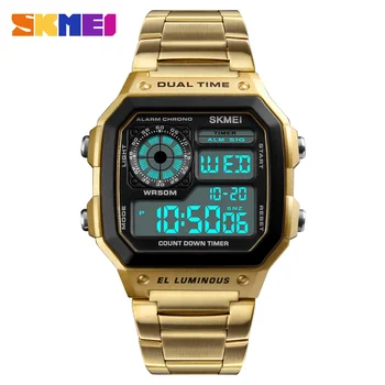 TOP 10 SKMEI 1335 Steel chronograph watch Hot sales Digital Quartz Dual Movement Sports Watch Men Hot mens watches in wristwatch