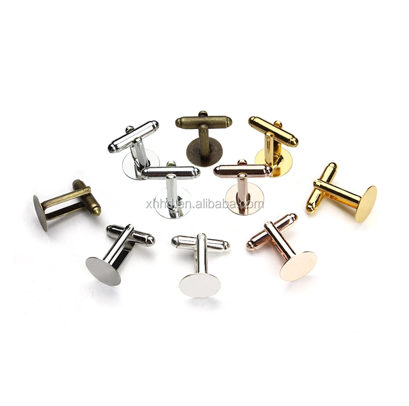 Модные круглые металлические запонки 6/8/10/12/15 мм, простые запонки, заготовки, пластина, фурнитура Cfflink