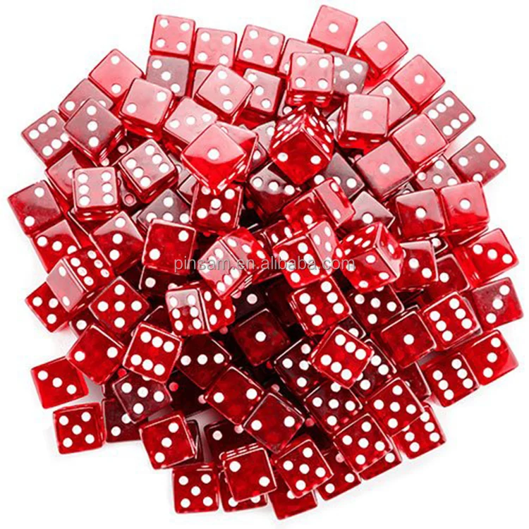 Manufacturer Polyhedral Red Color Transparent Dice for Game 14mm Plastic Dice 6 Sides