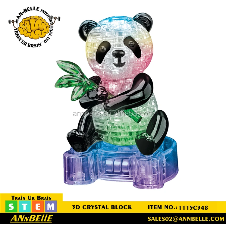STEM 3D Plastic Block Panda 3D Crystal Block With Flashing Light Plastic Animal Block