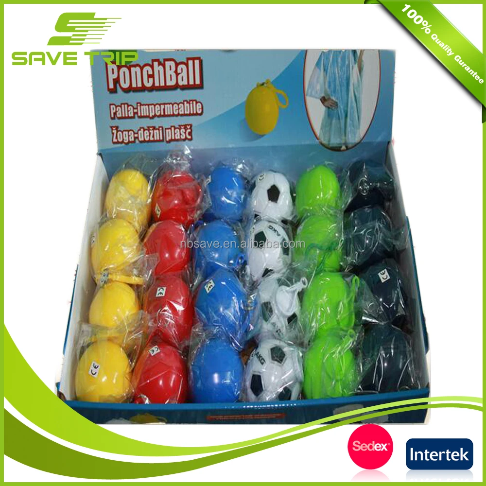 Display Box Packaging Cheap Price Waterproof Colorful PE Raincoat Rain Poncho Ball