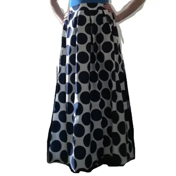 Digital printing plaid high waisted african kitenge pleated maxi long skirt for women Elegant Maxi Skirt