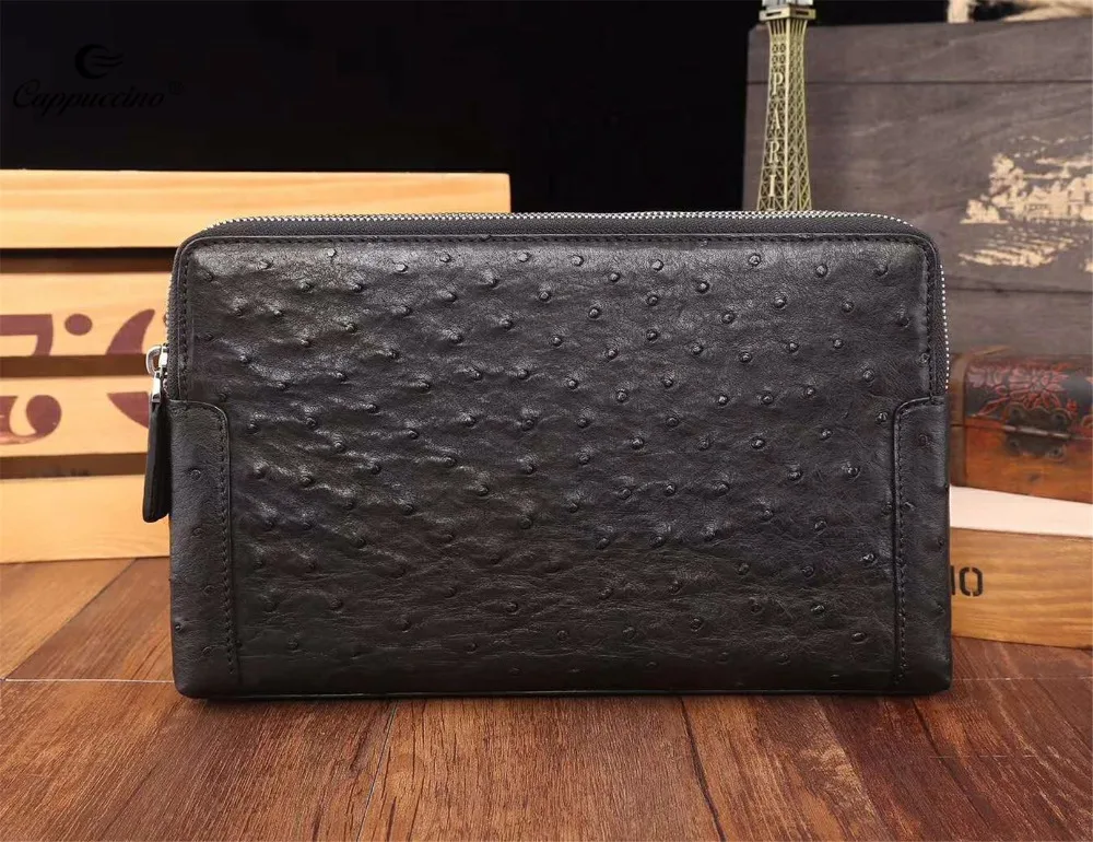 Ostrich Leather Wallet Clutch Purse