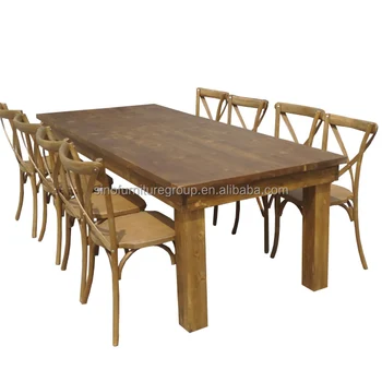 Solid wood antique dining trestle table