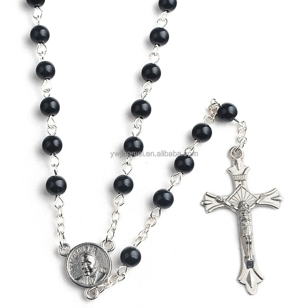 6mm Black Pearl Beads Stainless Steel Rosary Which Never Change Color