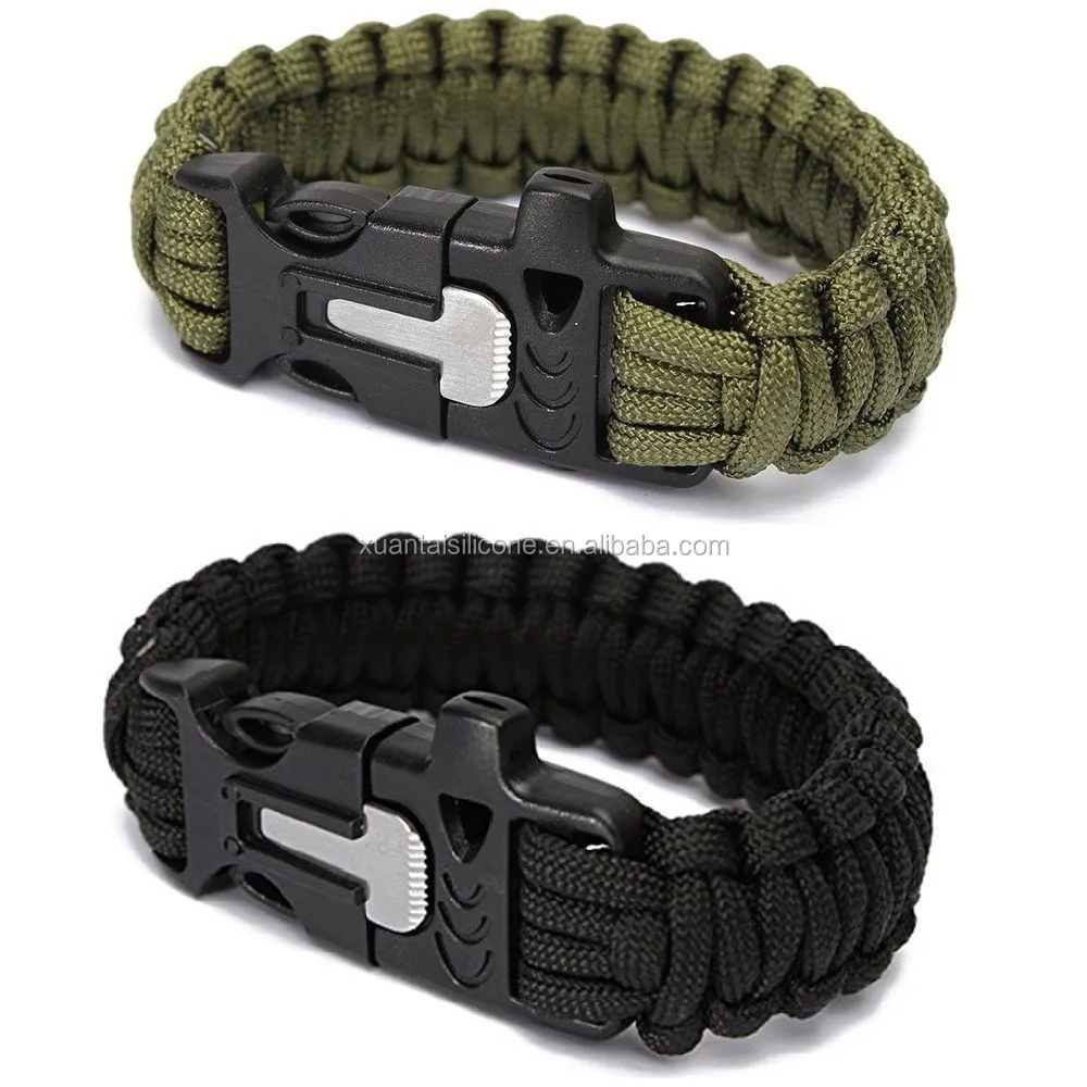 Lot 10 1 Survival Bracelet Outdoor Paracord Flint Fire Starter Scraper Gear Kits 