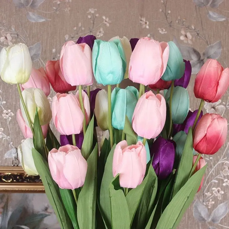 韓国オランダチューリップ造花ウェディングブーケ1ヘッドラテックスリアルタッチフラワーブーケ Buy オランダチューリップ 装飾花 花の花束 Product On Alibaba Com
