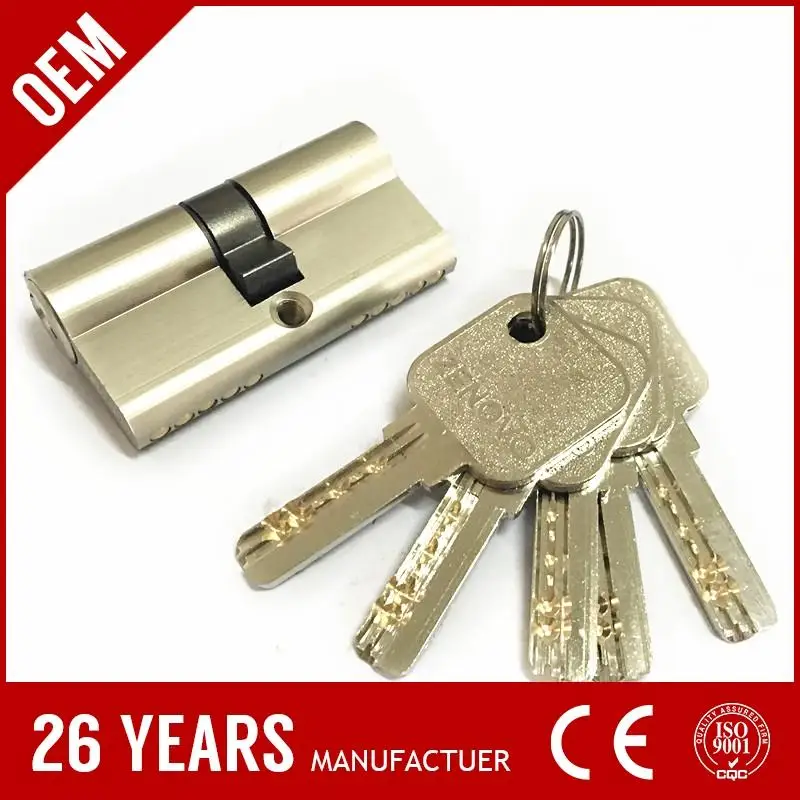 DOMUS Brass Double Side Key Types of Door Lock Keys with Nickel Plate