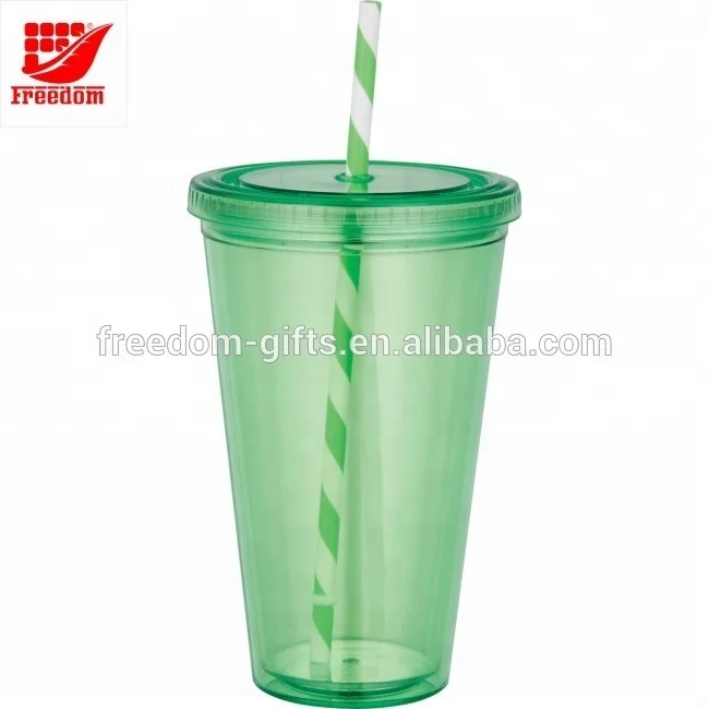 Рекламные подарки, стакан с двойной стенкой и соломинкой