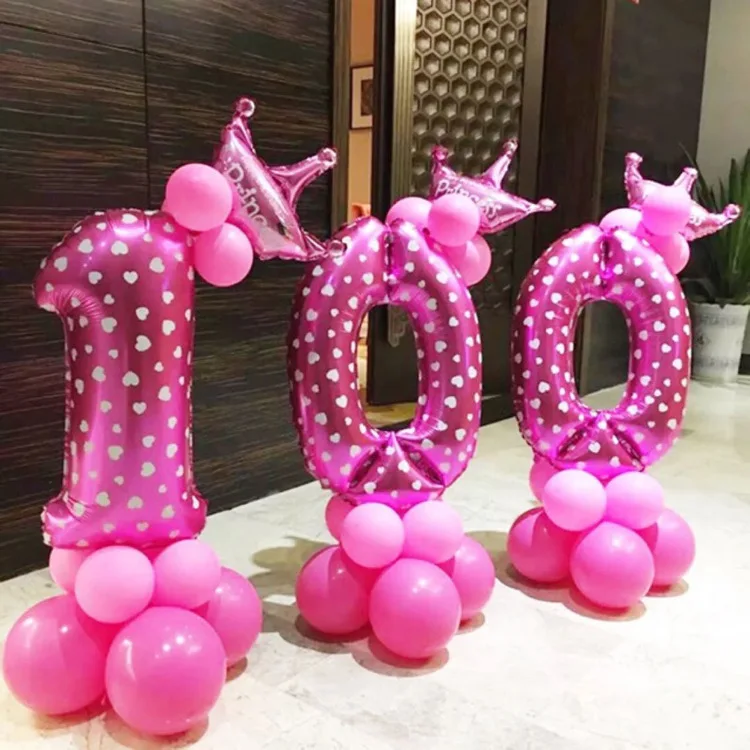 Ballon Numérique 32 Pouces – Dégradé Arc-en-ciel Avec Couronne – Feuille Aluminium – Pour Anniversaire, Baby Shower, Photo – Modèle Chiffre 4