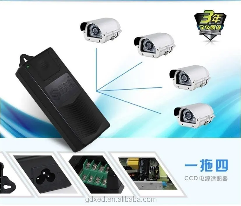 Адаптер питания для камеры видеонаблюдения с вилкой Стандарта EU/UK/US, 12 В