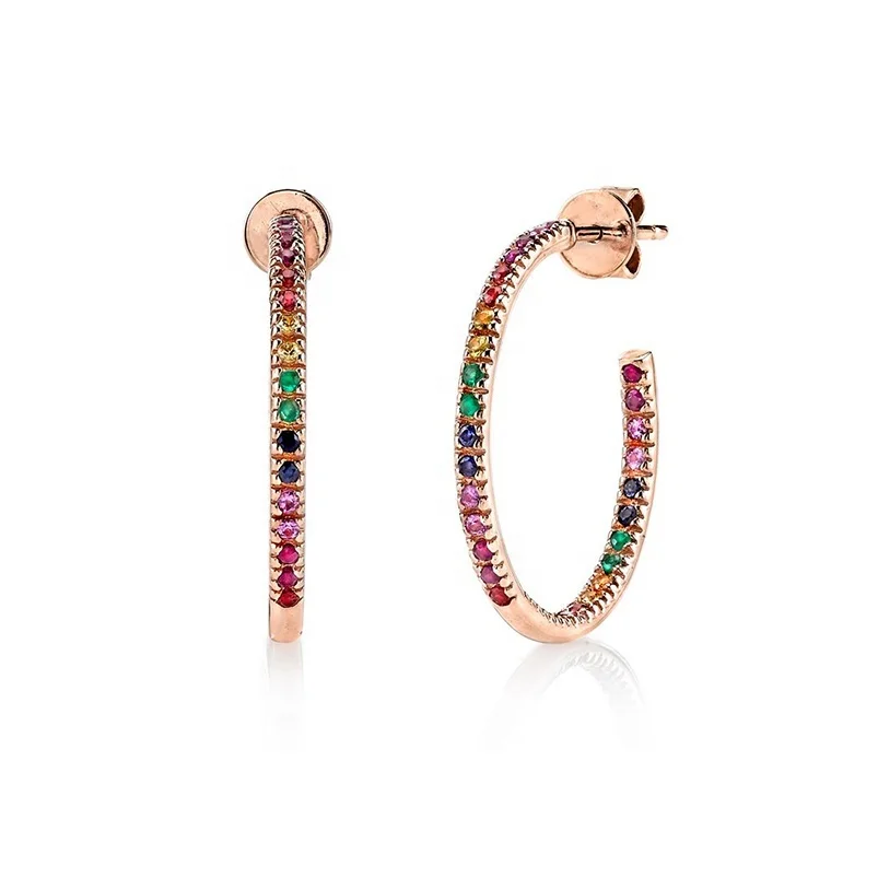 Fashion rainbow Jewellery Gold Hoop Large Rainbow Hoop Earrings Design