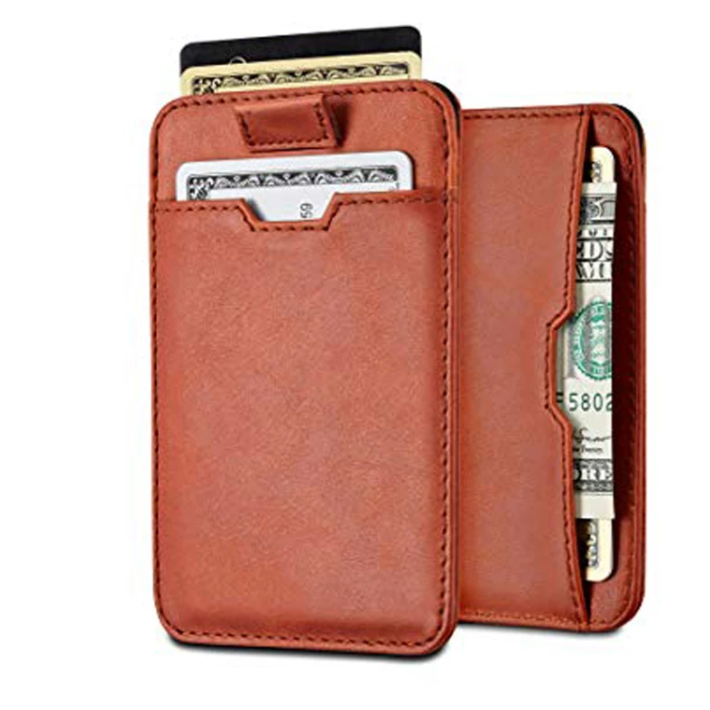 Super Slim 100/% Genuino Real Cuero de de crédito titular de la tarjeta de débito Ultra Delgado Cartera