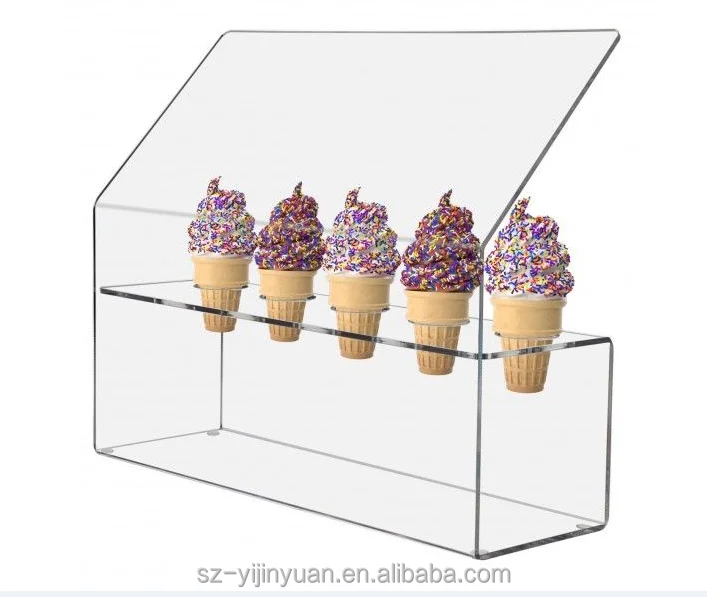 Ice Cream Cone Holder Display with Guard Clear Acrylic 