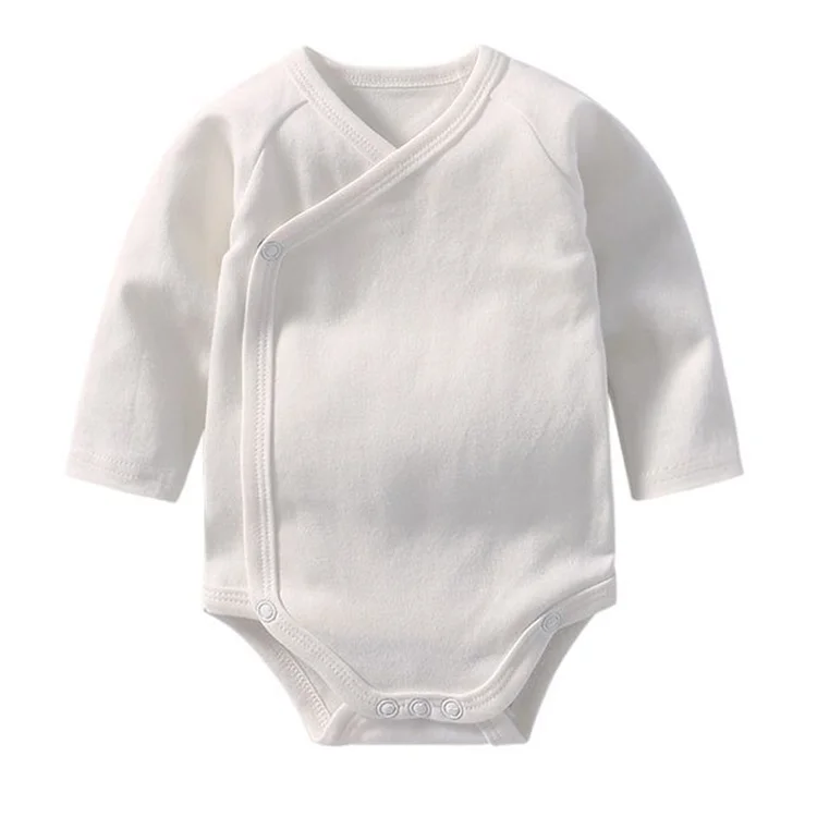 Оригинальный OEM-комбидресс с длинным рукавом, 100% хлопок, боди для новорожденных, боковое открытие, защита живота, детская одежда, комбинезон