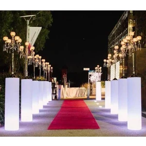 LED Light-Up Plastic Pillars for Wedding Decorations Solar/Battery/AC Power Supply Options