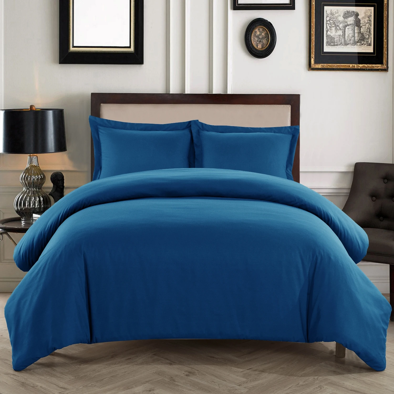 
1800 Thread Count Duvet Cover Set, 3pc Luxury Soft, All Sizes & Colors, King Navy Blue 