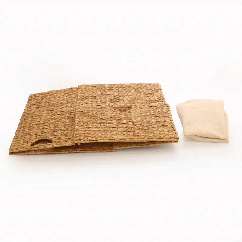 Cheap Folding Handmade Wicker Straw Woven Wooden Laundry Basket