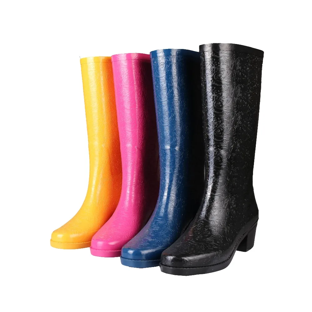 high heeled rain boots rubber