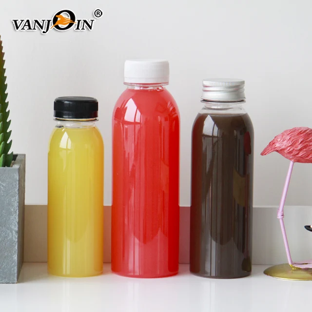 Custom Designed 250ml/350ml Round Shape PET Plastic Juice Bottles for Labeling