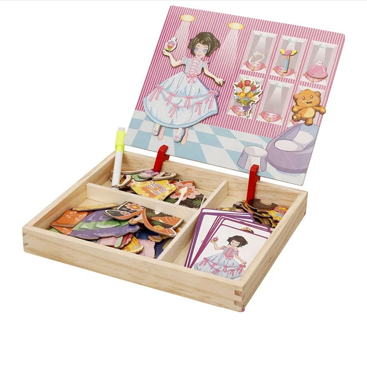 Multifunction Dry Scene Magnet Puzzles Game Set 3D Clown Puzzle Educational Children Wooden Magnetic Block Puzzle Toys