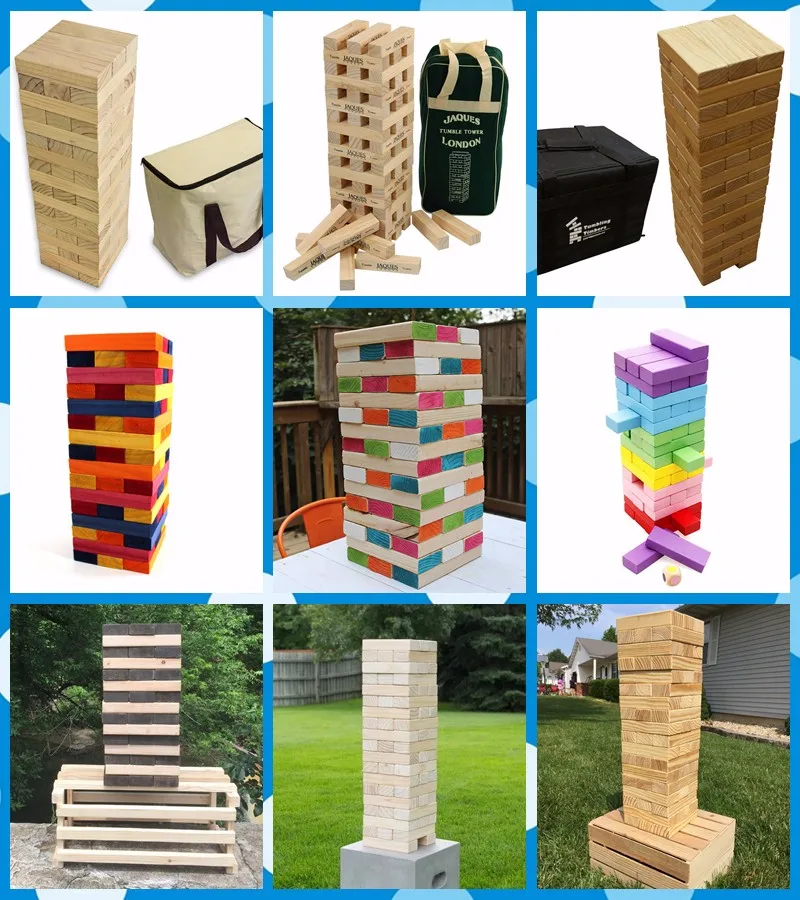 户外游戏巨型木制jengas翻滚塔彩色积木套装儿童玩具