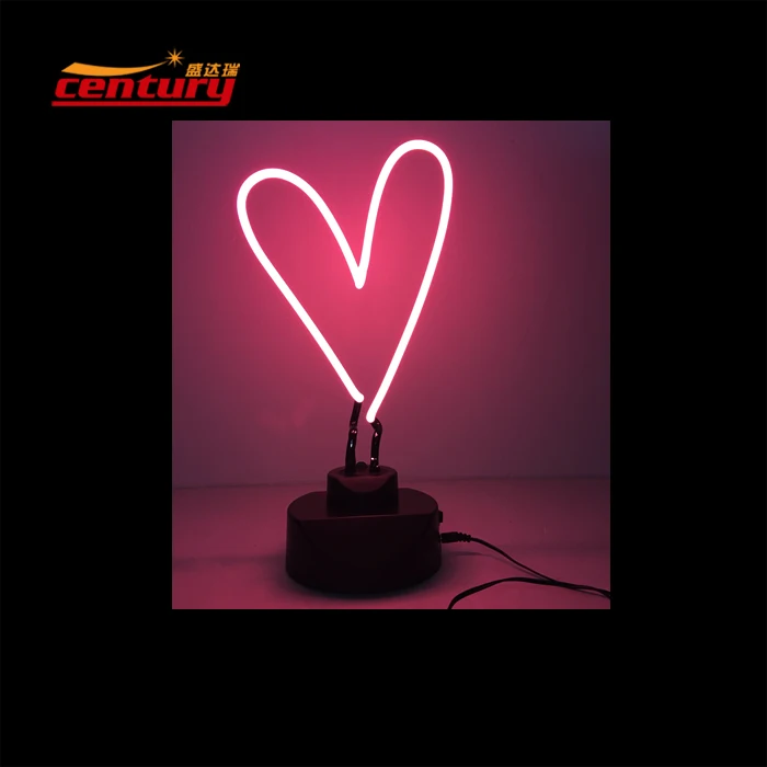 Heart Light USB Batteries Neon Sculpture Desk Lamp